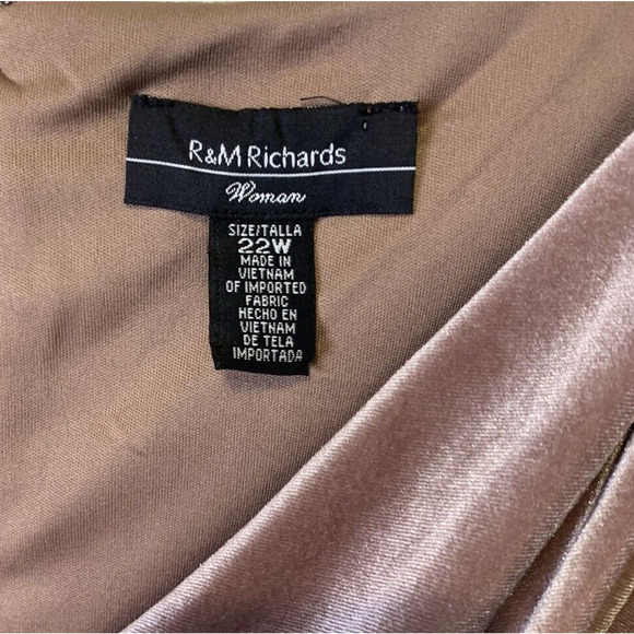 NWT R&M Richards Dress Plus 22W Draped Sleeves $119 Latte Velvet Cocktail Dress - Picture 8 of 13